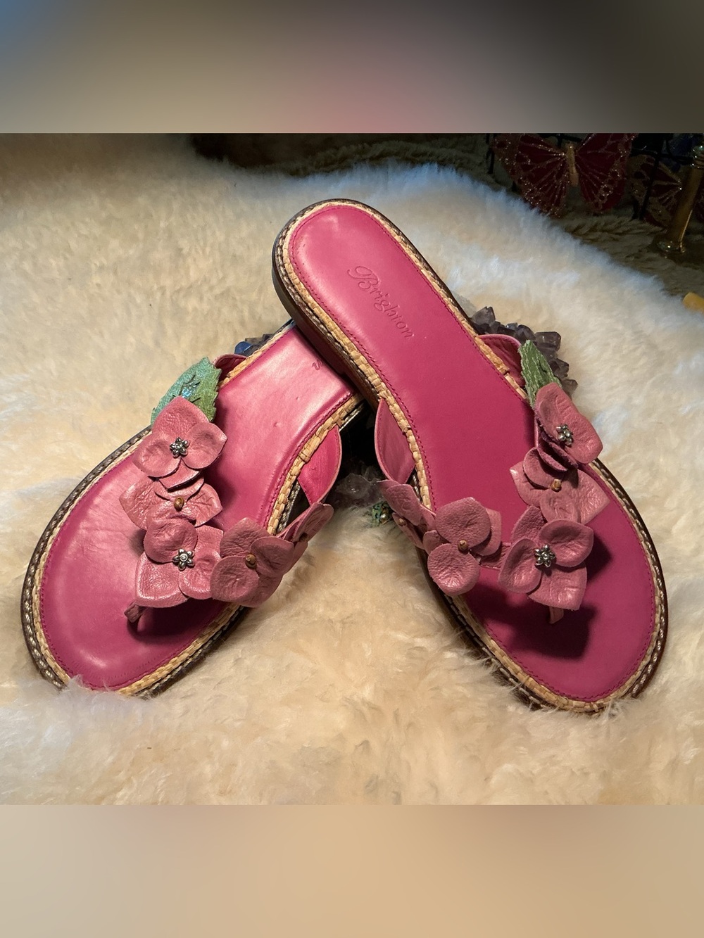 Brighton flower thong sandals, size 8.5